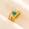 Gold Plated Bohemian Turquoise Open Ring 3