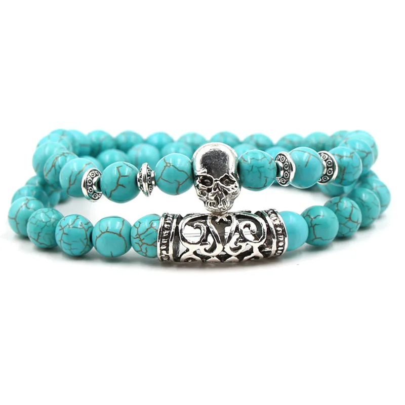 Unisex Natural Stone Turquoise Beads Bracelet Set 2