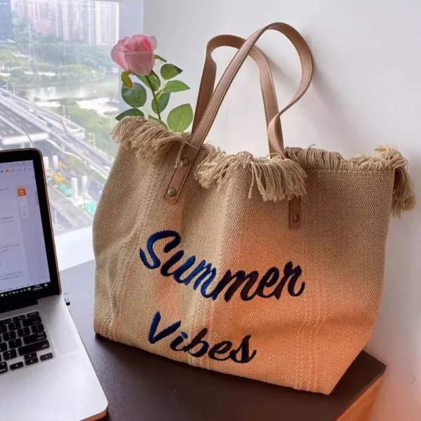 Summer Vibes Tassel Tote Bag 1