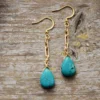 Dangling Link Chain Turquoise Earrings 2