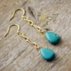 Dangling Link Chain Turquoise Earrings 3