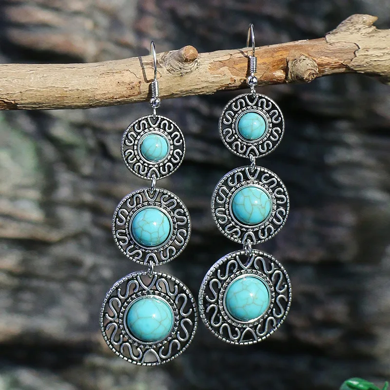 Ethnic Turquoise Water Drop Earrings 2