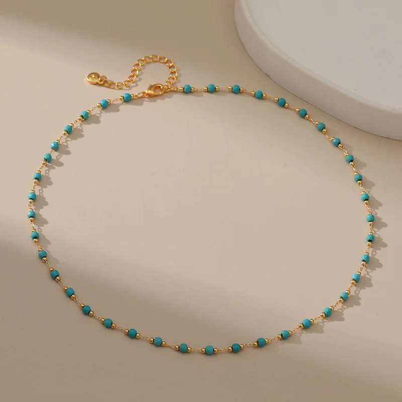 Turquoise Beads Chain Necklace 1