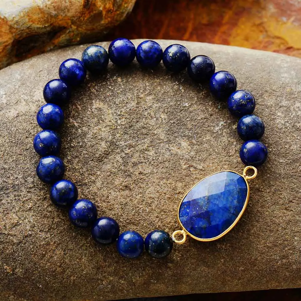 Black Agate/ Lapis Lazuli Beaded Bracelet 1