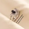 Stainless Steel Black Stone Open Ring 3